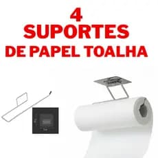 Gancho Porta Papel Toalha Multiuso – Suporte Adesivo em Alumínio, Instalação Sem Furos