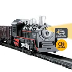 Trenzinho Vagão Trem de Brinquedo Criança Infantil Trilhos Grande Ferrorama Circulo Locomotiva