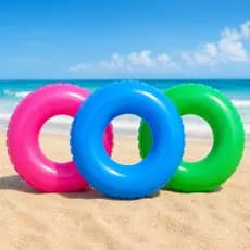 Kit 3 Boias Infláveis Cintura Redonda Circular Infantil Cores 60CM Praia Piscina Férias