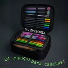 Estojo Box Organizador Triplo Escolar Grande Materiais 100 Canetas Espaçoso Resistente Luxo