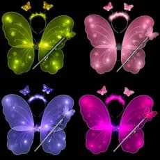 Kit Varinha e Tiara Fada Fadinha Borboleta C/ Led Criança Menina Festa Halloween Infantil