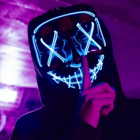 Máscara Halloween com LED The Purge Neon com Luz 3 FUNÇÕES Festa Fantasia Terror