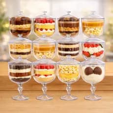 Kit 12 Taças com Tampa Americana Sobremesa Bolo Balas Doces Gourmet