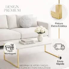 Mesa Premium Centro Sala Pés Ferro Aparador Canto Elegante