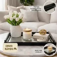 Bandeja Decorativa Espelhada com Alças Elegante Sofisticada Bandeja Decorativa Espelhada com Alças