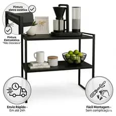 Aparador Industrial Multiuso Cantinho do Café em MDF e Ferro Moderno para Sala Cozinha