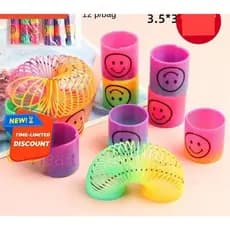 Kit 12 Anel Elástico Mola Maluca Plástico Gradiente De Arco-Íris Brinquedos De Barraca De Rua