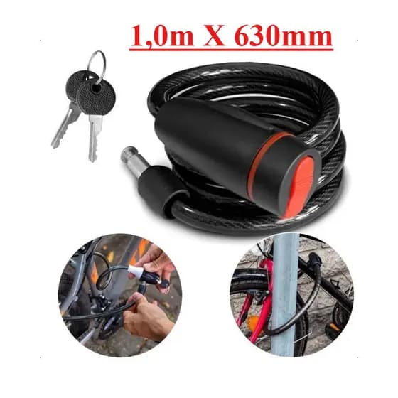 Corrente Cadeado 10x630mm Trava Tranca Anti Furto Bicicleta Moto Portão Chave Porta Corrente Segurança