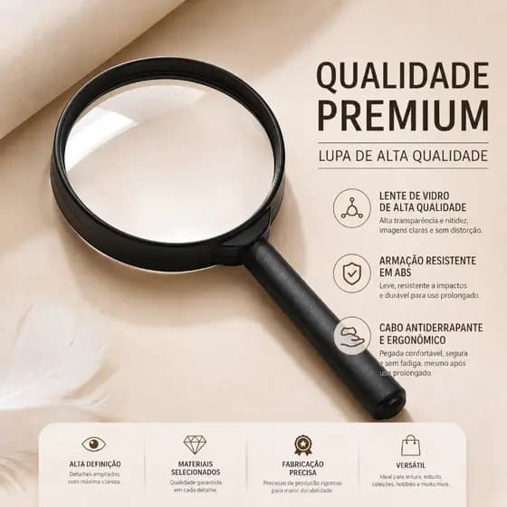 LUPA PROFISSIONAL de Aumento para Leitura Tamanho 50MM 75MM 90MM 100MM