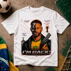 Camiseta Ney Im Back Camisa Copa do Mundo Brasil Estilo Cyber Streetwear
