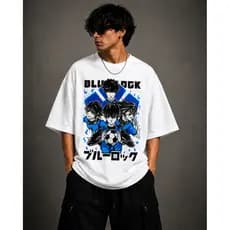 Camiseta Oversized Blue Lock Manga Futebol Anime Estilo Urbano Masculina Casual