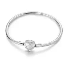 Pulseira para Berloques Banho Prata 925 Coração Prata - Mirage Joias