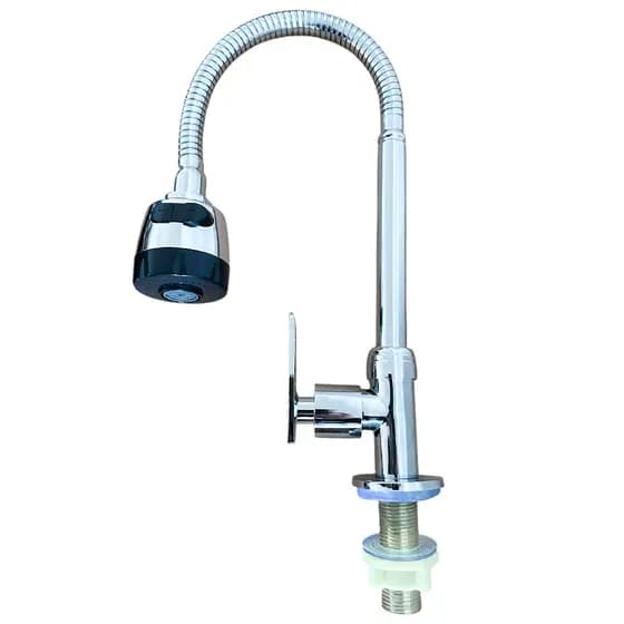 Torneira Pia Gourmet Flexível Jato Duplo 1/4 Metal - Bancada