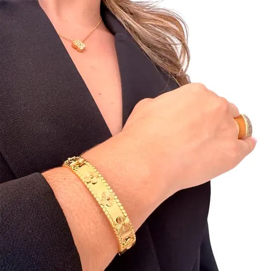 Pulseira Bracelete Trevo Banhado Ouro 18k - Gold