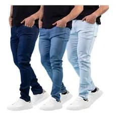 Kit 3 Calças Skinny Masculina Jeans Elastano