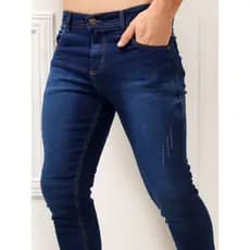 Calça jeans skinny masculino de cintura alta com bonito