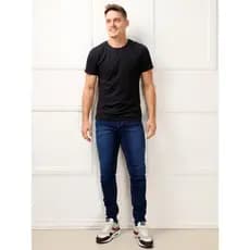 Calça jeans skinny masculino de cintura alta com elastano