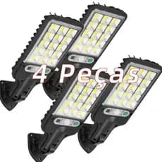 Kit 2-Kit 4 Luminária Led Solar Poste Rua Parede Sensor  180 Cob Led Controle