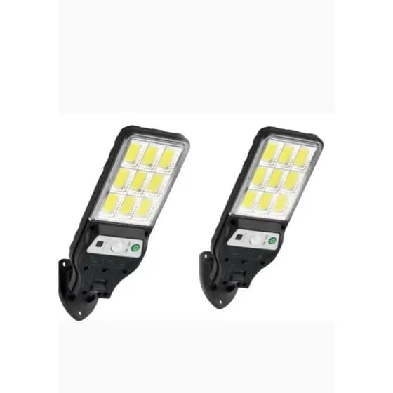 Kit 2 Luminária Led Solar Poste Rua Parede Sensor 108 Led Controle