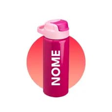 Garrafa Alumínio Squezee 600ml Com Alça  Infantil Personalizada - Canudo Flip Alça Antivazamento Escola Unissex