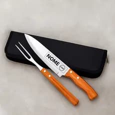Kit Churrasco Personalizado 2 Peças com Estojo Faca, Garfo e Estojo Presente churrasco