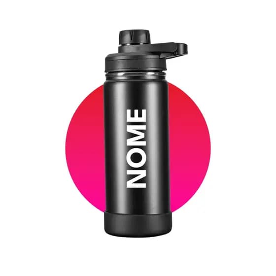 Garrafa Térmica Inox 550ml Personalizada Base Silicone - Trabalho, Escola, Academia Esporte