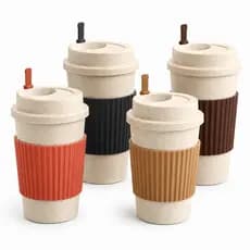 Copo de Café Ecológico 450ml Tampa Rosqueável com Mixer - fibra de trigo Hermético Starbucks