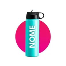 Garrafa Squeeze Alumínio Água 800ml Personalizada Canudo BicoFlip Alça - Ideal Escola Fitness Academia