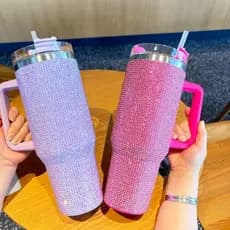 Novo modelo de garrafa copo Térmico 1200ML Brilho strass Gliter Lindas cores novas Modelo lançamento