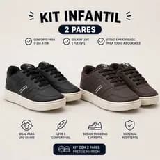 Kit 2 Tênis Infantil Menino Confortável Casual Leve