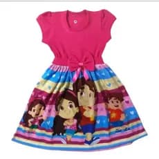 Vestidos infantis de festa e passeio temático de diversos personagens