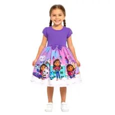 Vestido  infantil temático da casa magica da gabby