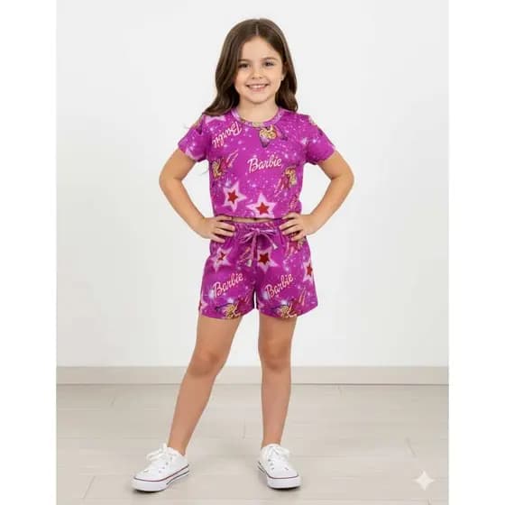 Conjunto verão infantil de  menina temático da Barbie