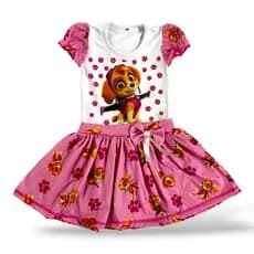 Vestido Suplex infantil temático da Patrulha Canina