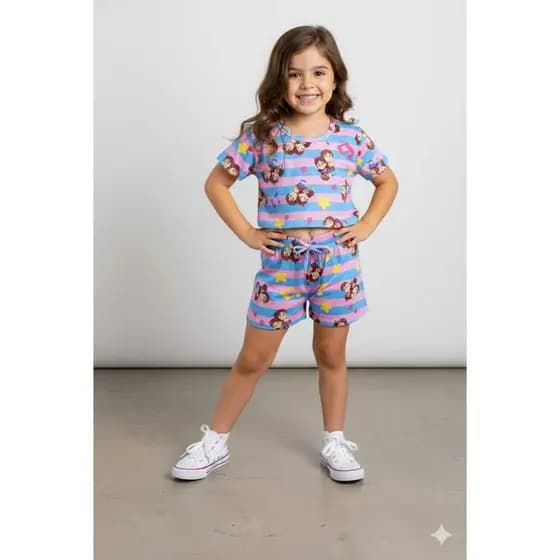 Conjunto verão infantil de menina temático da Maria clara