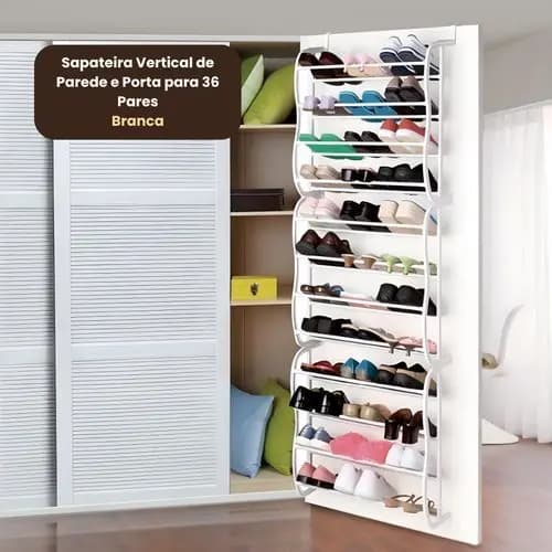 Sapateira Vertical Organizador Porta 36 Pares Compacta Moderna Branca