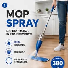 Mop Spray com Reservatório 380ml Rodo Esfregão Microfibra Giratório 360° Limpeza de Piso Sem Balde