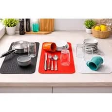 Tapete Escorredor Antiderrapante Silicone Multiuso Casa Churrasqueira Cozinha 40cm Secagem Rápida