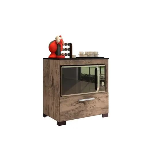 Balcão Para Cooktop 4 Bocas Forno Elétrico 1 Porta Castanho