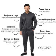 Conjunto Masculino Sem Marca Liso Blusa Mais Calça, Forrada Slim FitEm Promoção
