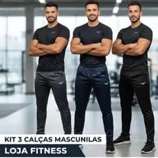 Kit 3 Calças De Homem Forrada Com Bolsos Calça Masculina Para Treino Casual