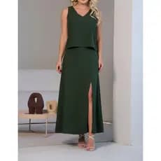Conjunto Viscolinho Saia Longa Moda Evangélica Casual para Look Elegante