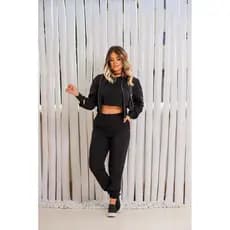 Conjunto Feminino Tati Calça Jogger Blusa Zíper Viscolinho Look Urbano Moda Evangélica