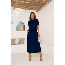 Conjunto Feminino Casual Viscolinho Saia Longa e Blusa Elegante