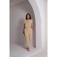 Conjunto Feminino Calça Cenoura Forrada e Regata Japonesa Moda Casual Elegante