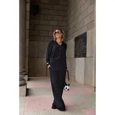 Conjunto Feminino Valeria Calça Pantalona Forrada Camisa Manga Longa Viscolinho Evangélica