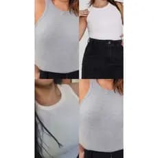 KIT 2 REGATA CANELADA RIBANA ALGODAO REGATA NADADOR BLUSA FEMININA CROPPED FEMININO