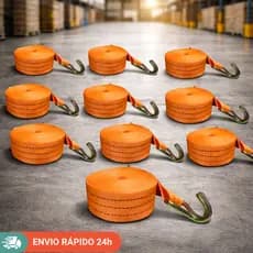 Kit 10 Cinta Amarração 3 Toneladas Carga 9 Metros Gancho J Alta Resistência
