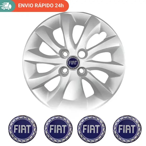 4 Emblema Adesivo Calota Fiat Palio Resinado Azul 48m