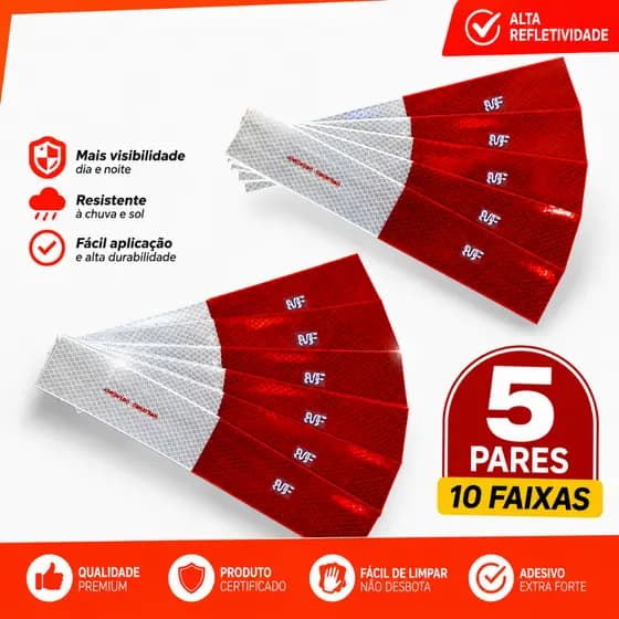 Kit 10 Faixas Adesivas Refletiva Caminhão Adesivo Luminoso Traseiro Fita de Reboque Carreta